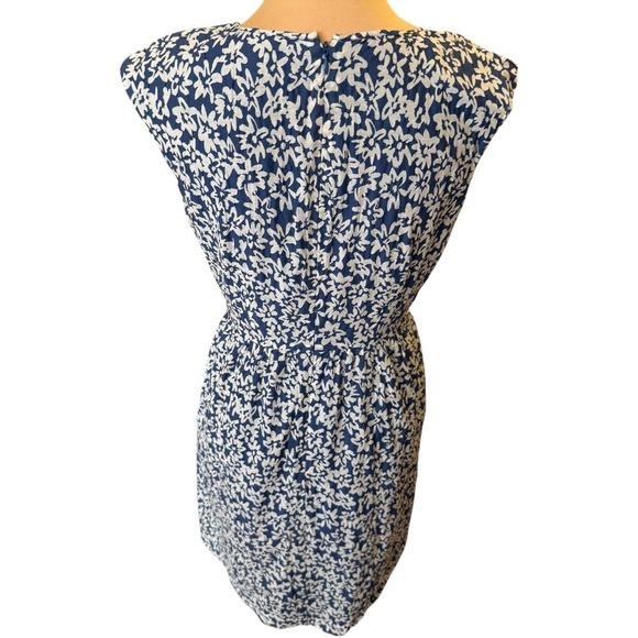 Brooks Brothers Women’s Dress Blue White Floral Size 0 Silk Cotton Blend - Picture 2 of 16